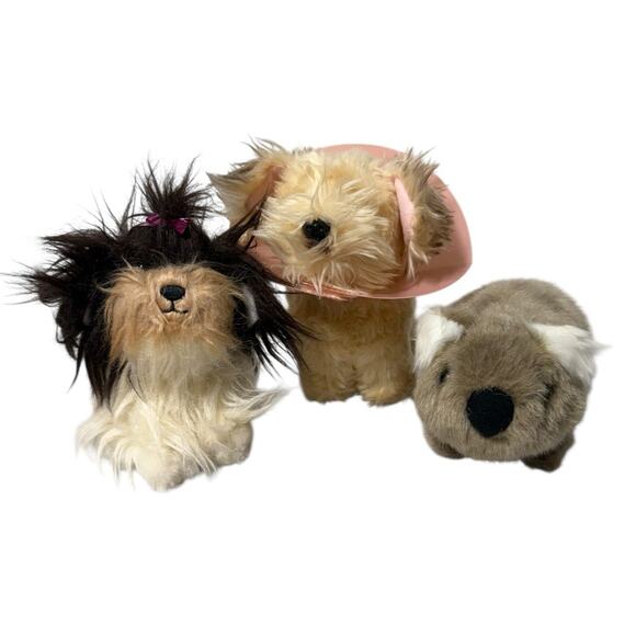American Girl OG Pets Lot 2 Dogs & Koala Plush Yorki Terrier W Cone Bow Bundle - Picture 1 of 9